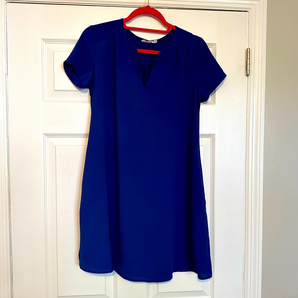 Royal Blue Swing Dress with Pockets